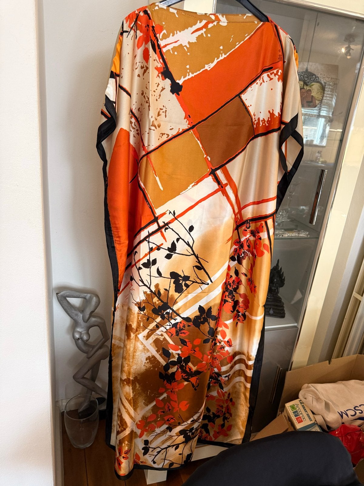 Luxe Satijnlook Kaftan Maat 52/54 met sjaal, Ophalen of Verzenden, Nieuw, Meerkleurig, Jurk