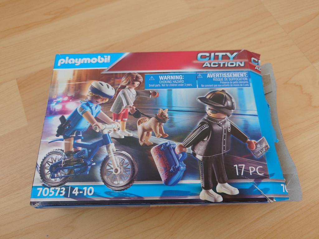 Playmobil Politiemotor met boef 70573, Kinderen en Baby's, Ophalen of Verzenden, Zo goed als nieuw