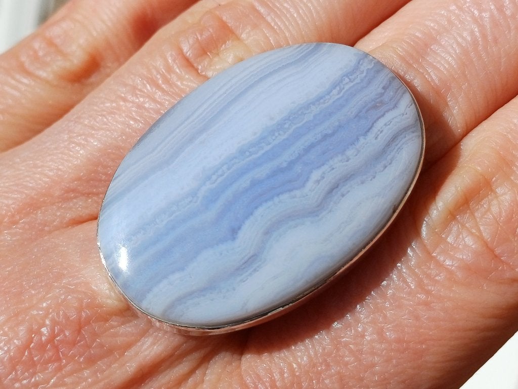Vanoli Opmerkelijke 925 zilveren ring chalcedoon maat 18,25, Daiva1973@hotmail.com, 18 tot 19, Vanoli, Blauw