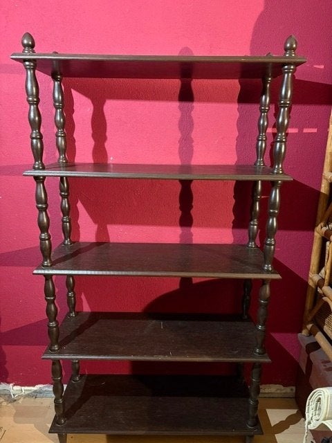 Bobbin-stijl étagere, Huis en Inrichting, Rek/stellage, Ophalen of Verzenden, Hout, Gebruikt