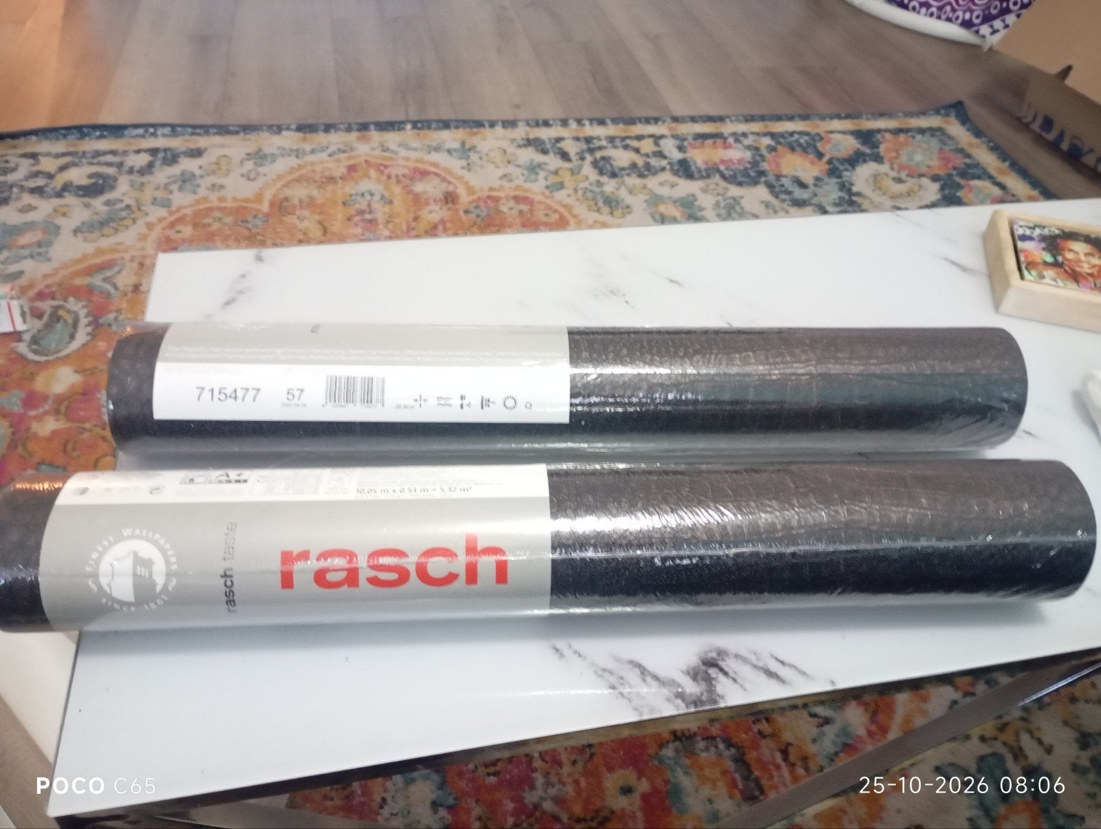 2rollen Rasch vliesbehang 715477 donkerbruin krokodillenleer