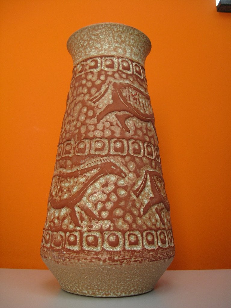retro vintage fat lava vaas Carstens West Germany 1970s, 35 cm, Zo goed als nieuw, Steen/keramiek, Meerkleurig