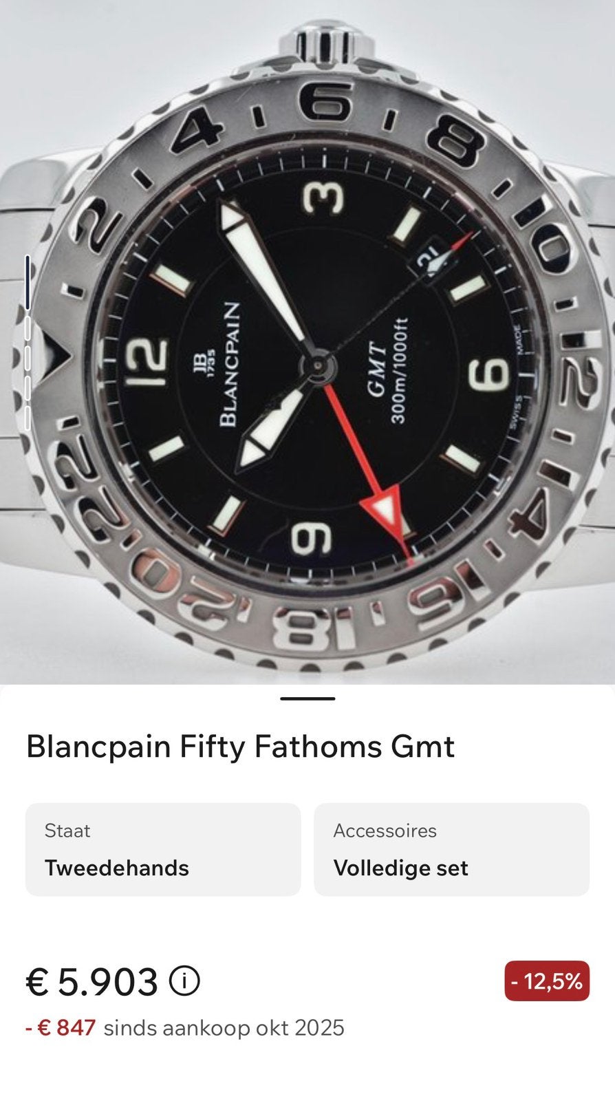 BlancPain Fifty Fathoms GMT Triology, Ophalen of Verzenden, Zo goed als nieuw, Overige merken