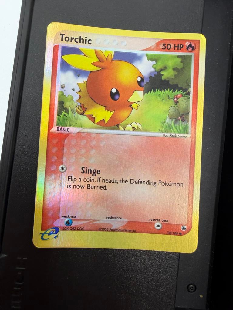 Pokémon Kaart Torchic 74/109 EX Ruby & Sapphire Foil, Ophalen of Verzenden, Zo goed als nieuw, Losse kaart, Foil