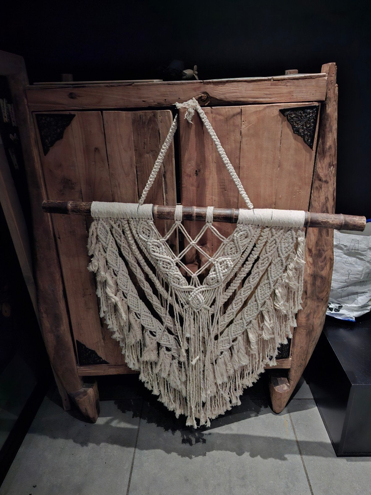 Handgemaakte macramé wandhanger / dromenvanger, Ophalen, Textiel, Zo goed als nieuw, Handgemaakt