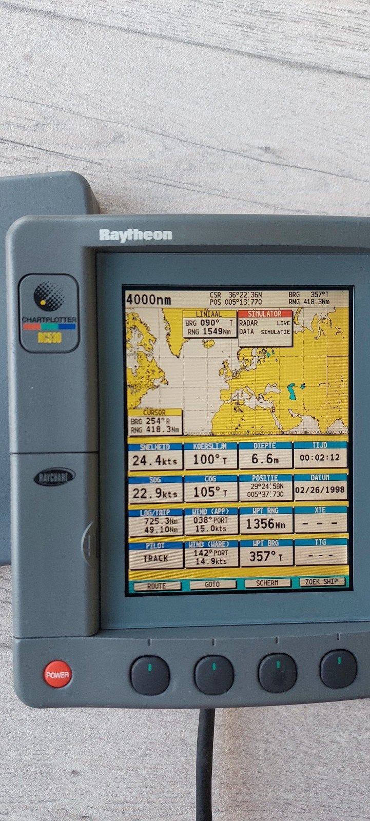 Raymarine/Raytheon RC530 HSB1 DISPLAY E32020, Watersport en Boten, Ophalen of Verzenden, Zo goed als nieuw, Kaartplotter of Fish Finder