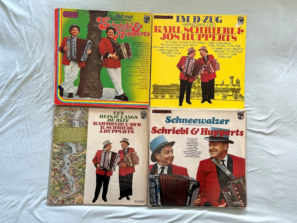 4 LP's Schriebl & Hupperts (ook per stuk te koop), LP, Gebruikt, Ophalen of Verzenden, Levenslied of Smartlap