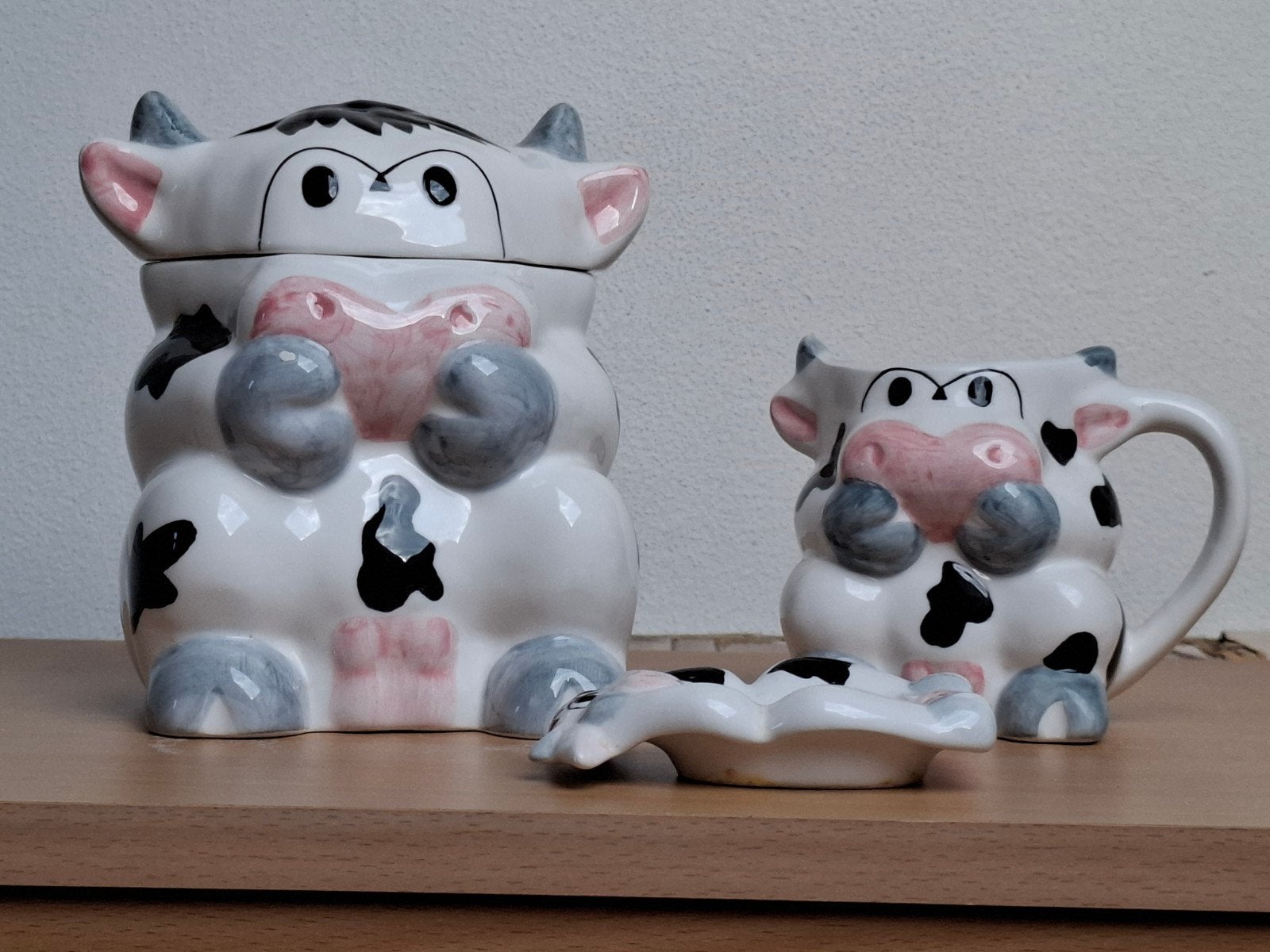 koeien set horenzienzwijgen voorraadpot, beker met oor, Gebruikt, Keramiek, Overige typen, Ophalen of Verzenden