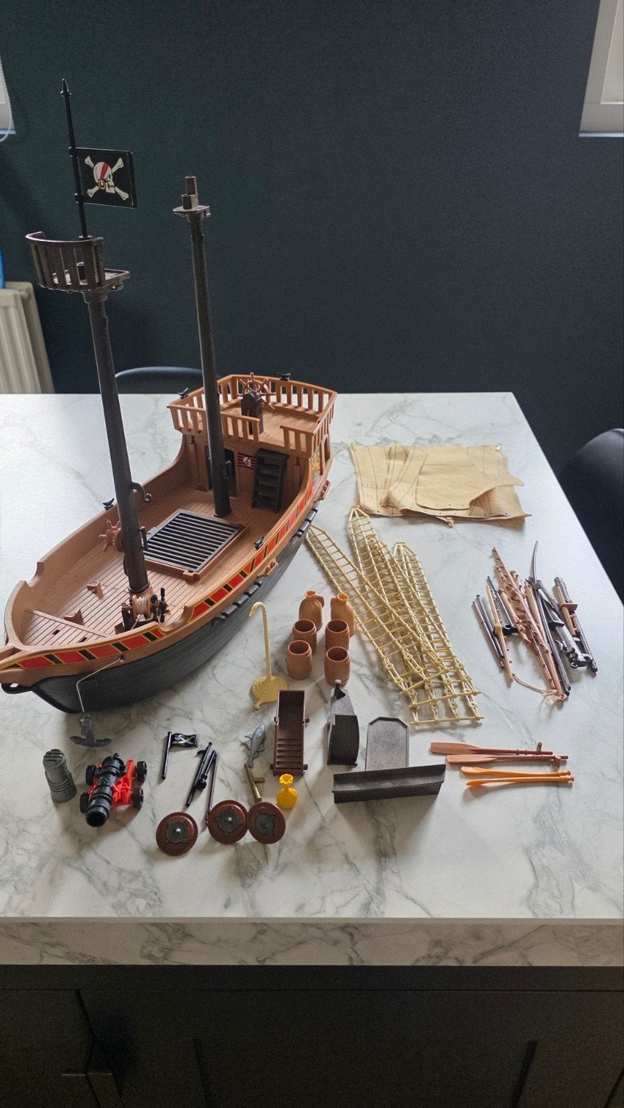 Playmobil 3750 Piratenschip - Niet geheel compleet, Pirates, Gebruikt, Losse onderdelen, Ophalen of Verzenden
