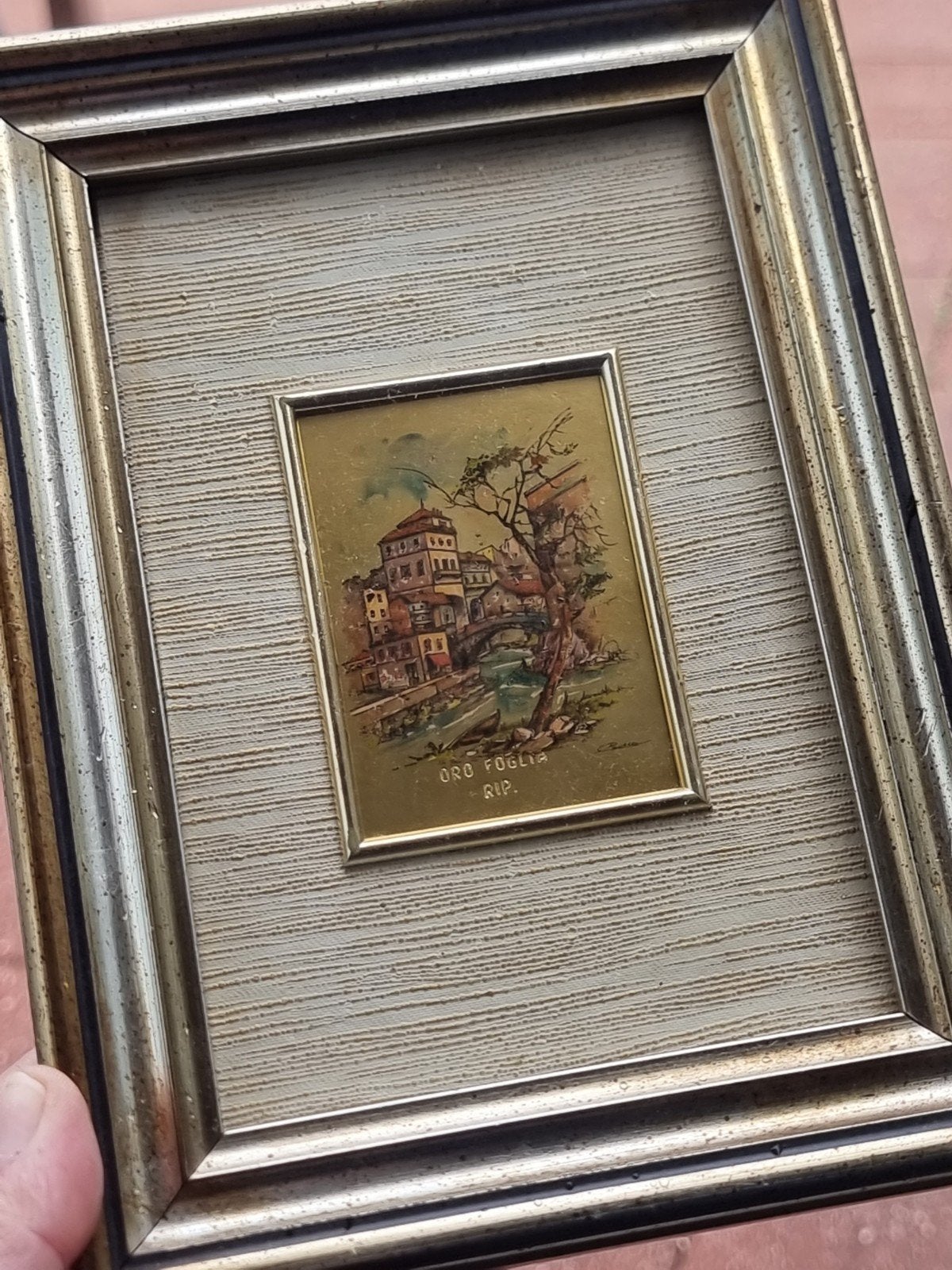 Vintage 1970s 24kt goud folie schilderij, Ophalen of Verzenden