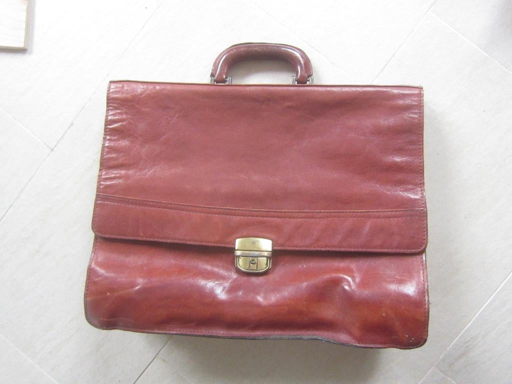 aktetas laptoptas JACHT LEDEREN tas 42 cm br - 32 cm h  leer, Overige merken, Bruin, Ophalen of Verzenden, Zo goed als nieuw