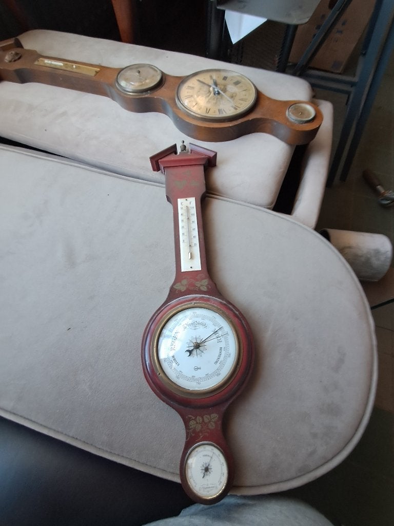 Vintage weerstation hout barometer thermometer  CS27329