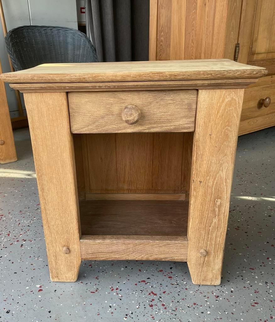 Eiken houten (nacht)kastje met lade, Ophalen of Verzenden, Zo goed als nieuw, 45 tot 65 cm, 55 tot 70 cm