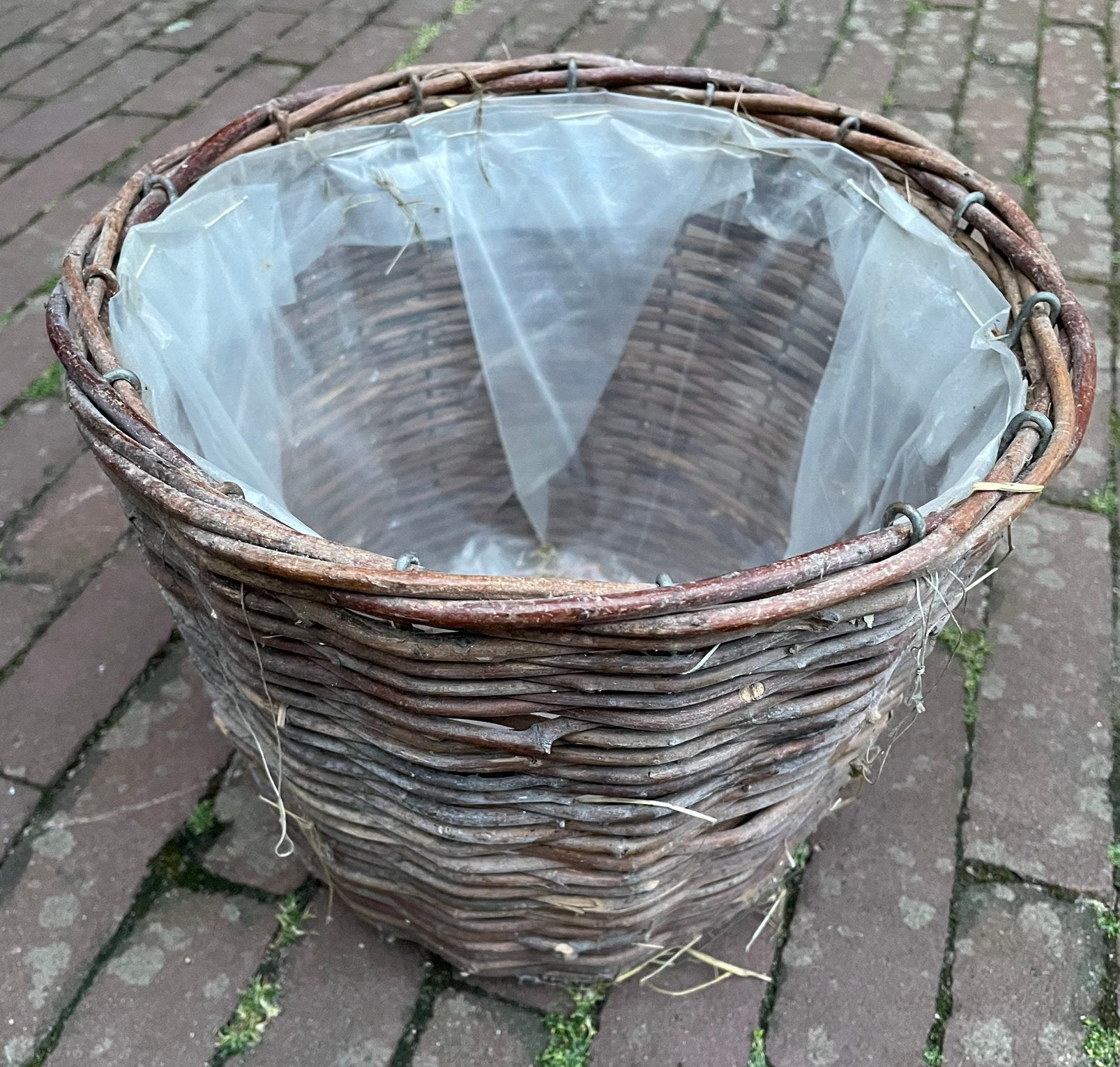 Rieten bloempot 20 cm hoog, 25 cm diameter planten pot mand, Ophalen of Verzenden, Zo goed als nieuw
