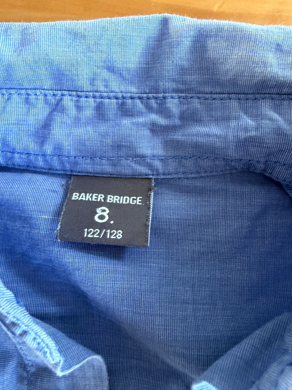 Stoer blauw overhemd Baker Bridge maat 122/128, Ophalen of Verzenden, Gebruikt, Jongen, Overhemd of Blouse