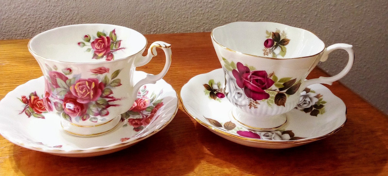 Royal Albert grote kop en schotels met rozen, Antiek en Kunst, Ophalen of Verzenden