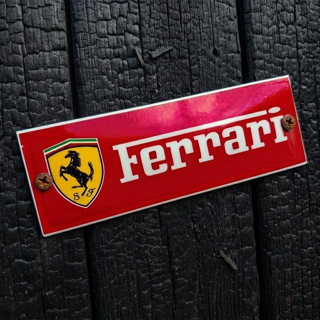 Emaille Reclamebord FERRARI Garage Dealer Plaat Vintage Auto, Verzenden, Gebruikt, Reclamebord