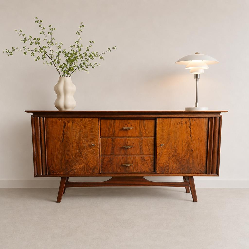 ️Vintage Dressoir Bruynzeel Zaandam (Piet Zwart) jaren '60., Gebruikt, 150 tot 200 cm, Ophalen of Verzenden, 25 tot 50 cm