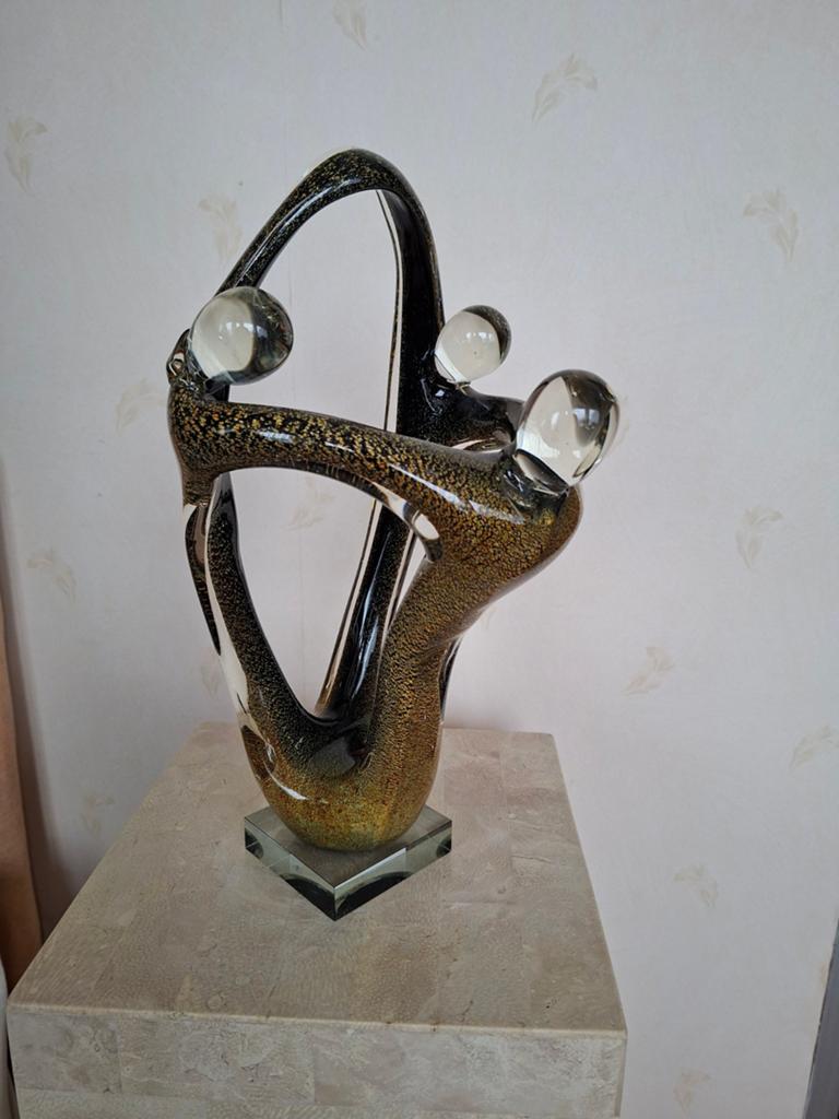 Prachtig design glassculptuur 3eenheid met elkaar verbonden, Antiek en Kunst, Ophalen of Verzenden