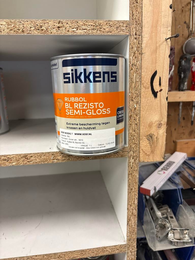Sikkens  Rubbol BL Rezisto Semi-Gloss 9010 warm en droog 1L, Ophalen, Wit, Nieuw, Lak
