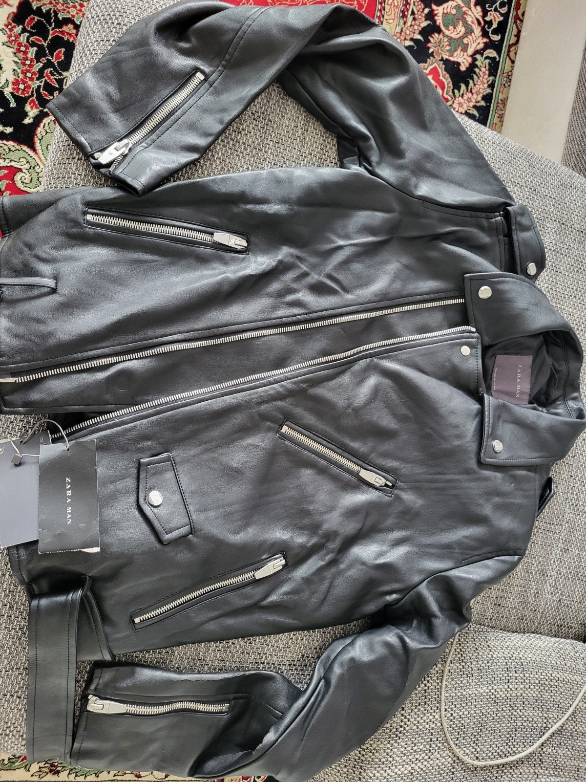 Leren jas NIEUW van ZARA MAN, Kleding | Heren, Ophalen, Nieuw, Maat 52/54 (L), Zwart