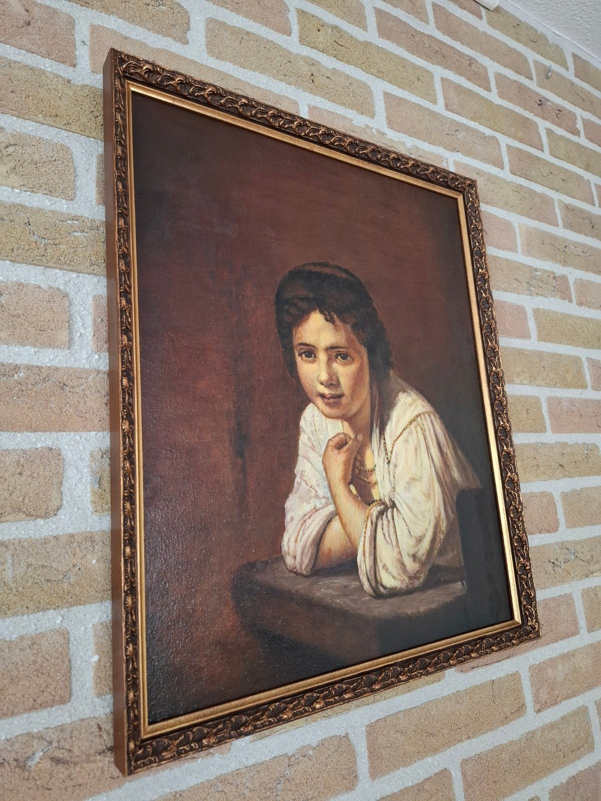 Schilderij Meisje in het venster van Rembrandt J. Blanksma, Ophalen of Verzenden