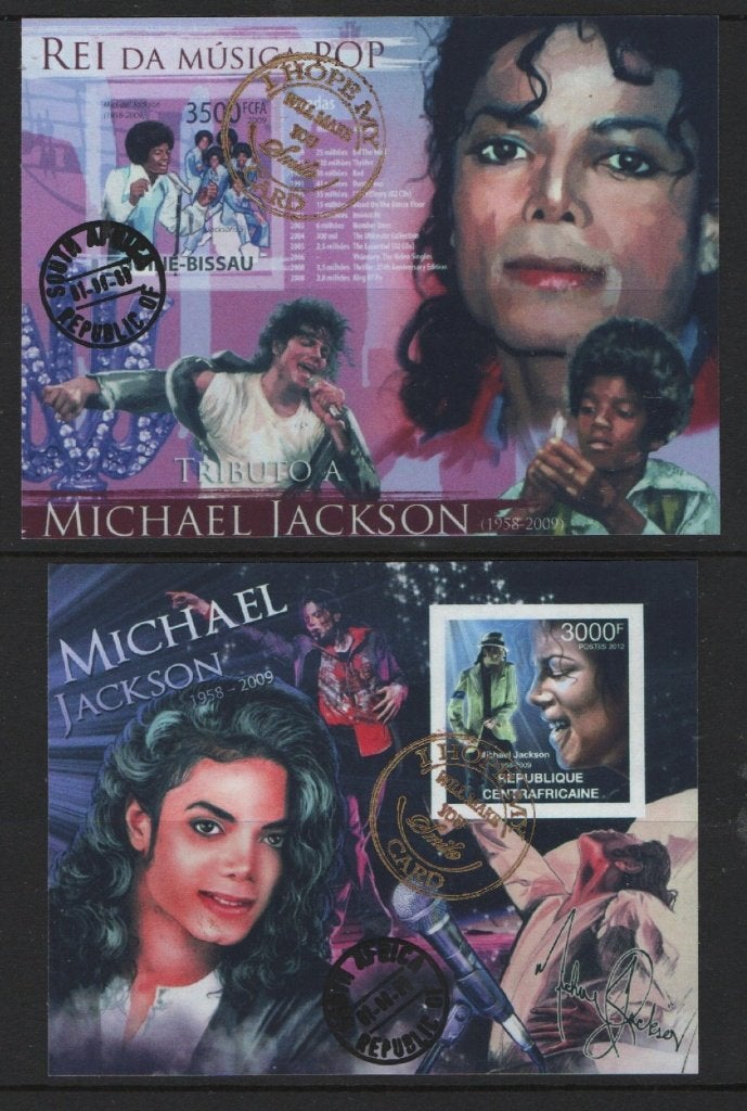 V67) 2X BLOK privéclub AFRIKA MICHAEL JACKSON, Verzenden, Tanzania, Gestempeld
