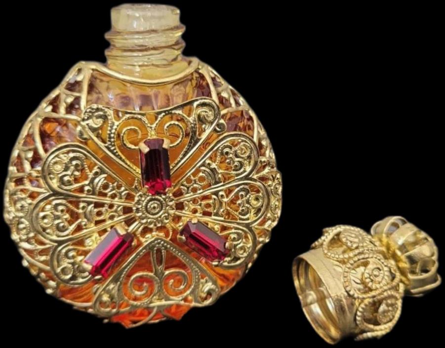 Parfum Flesjes Verguld Flacon Malachiet Amber, Verzenden, Zo goed als nieuw, Parfumfles