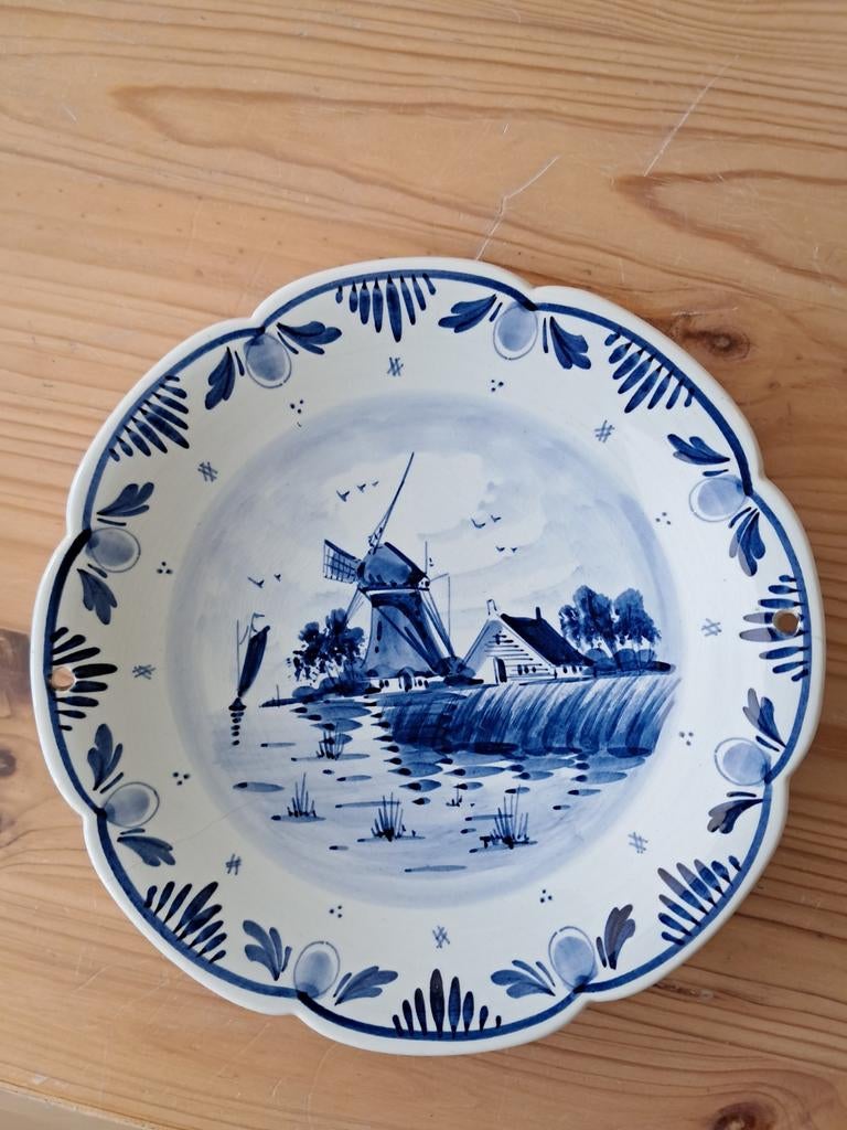 Delfts Blauw Wandbord met Molenlandschap - Holland 1953, Antiek en Kunst, Antiek | Wandborden en Tegels, Ophalen of Verzenden
