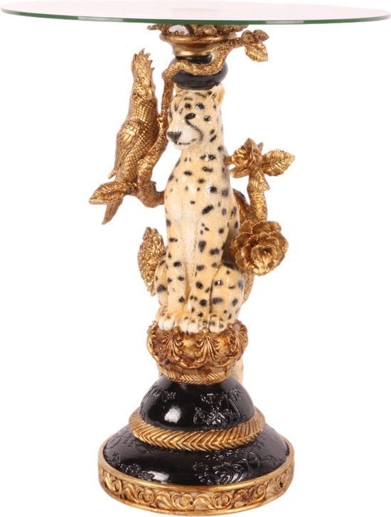 Barok Bijzettafel Luipaard - Goud - 51.5 cm, Ophalen of Verzenden, Nieuw, Dier