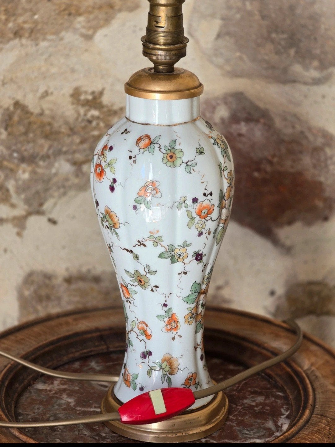 Porseleinen tafellamp met bloemen, Ophalen of Verzenden, Zo goed als nieuw