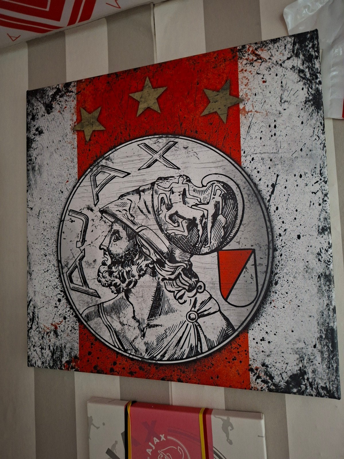 Ajax canvas schilderij 50x50 met oud logo NIEUW NIEUW, Ophalen, Nieuw, Ajax, Poster, Plaatje of Sticker