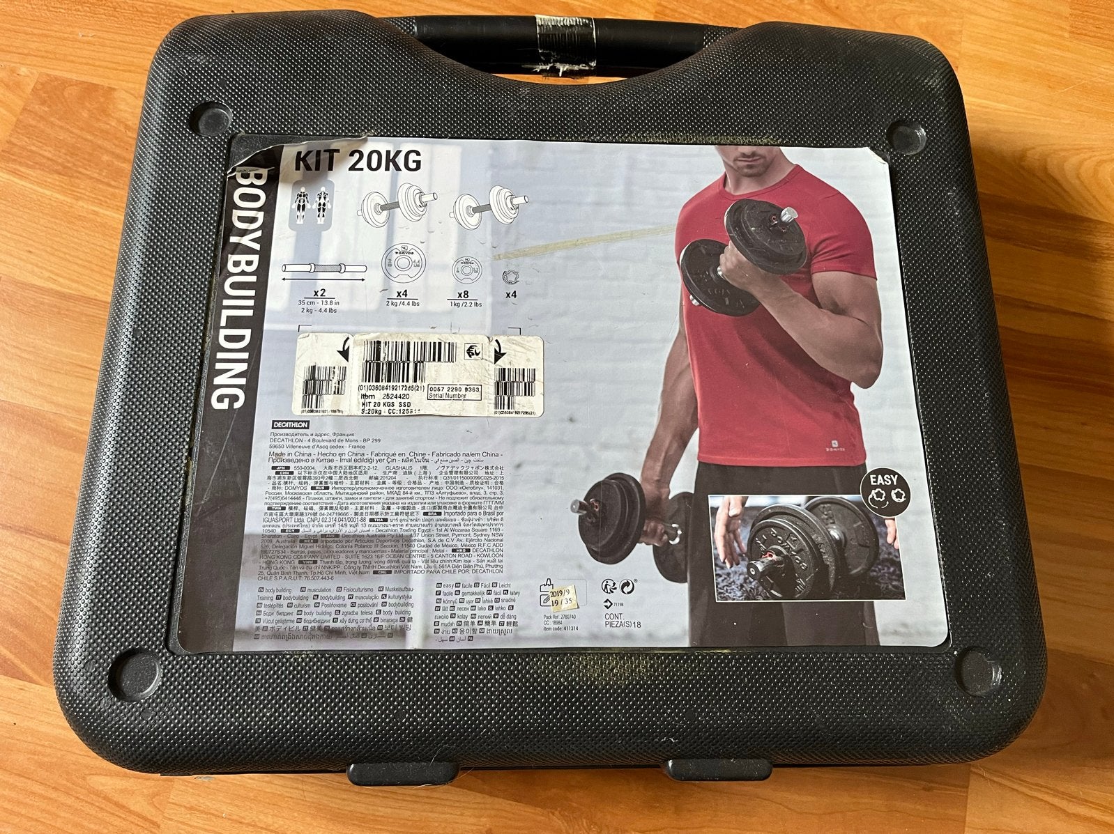 Domyos Halterset 28kg met koffer, Sport en Fitness, Ophalen of Verzenden, Gebruikt, Armen, Halterset