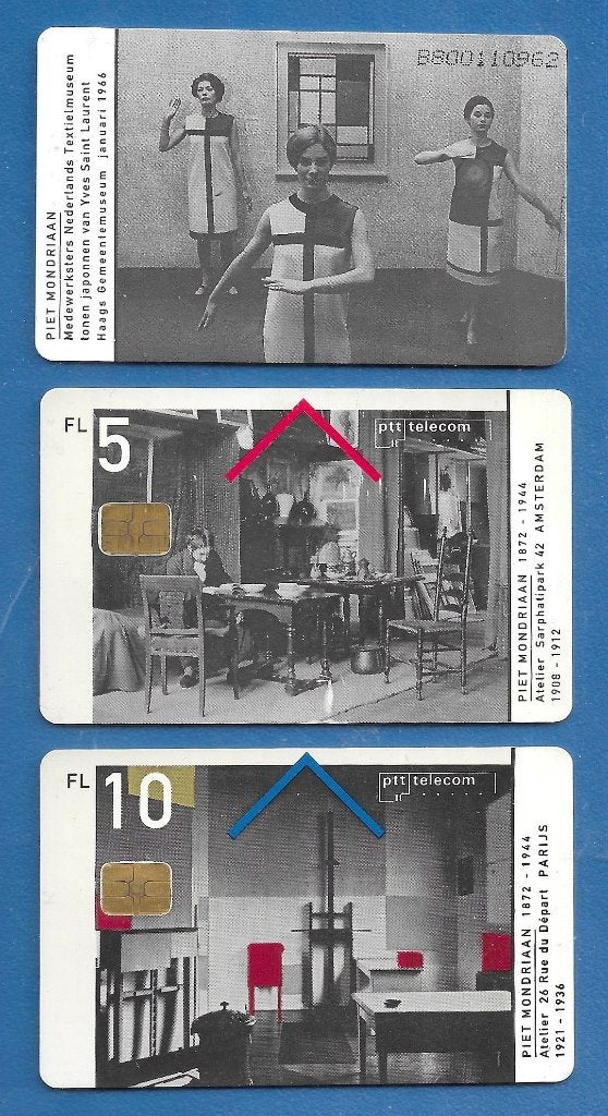 Telefoonkaart 3 x Piet Mondriaan - 1, 5  en 10 gulden 1994, Verzenden, Nederland