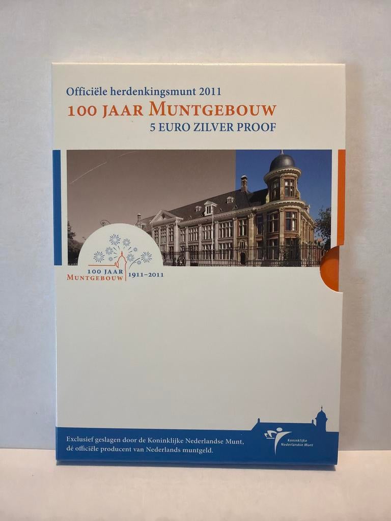 5 Euro Zilver Proof 2011 - 100 Jaar Muntgebouw, Postzegels en Munten, Koningin Beatrix, Zilver, Euro's, Ophalen of Verzenden