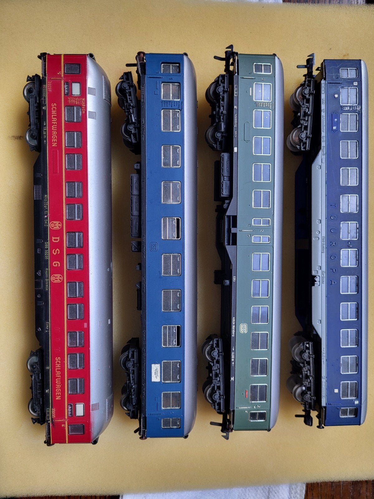 4 Fleischmann rijtuigen, Gebruikt, Gelijkstroom, Fleischmann, Wagon