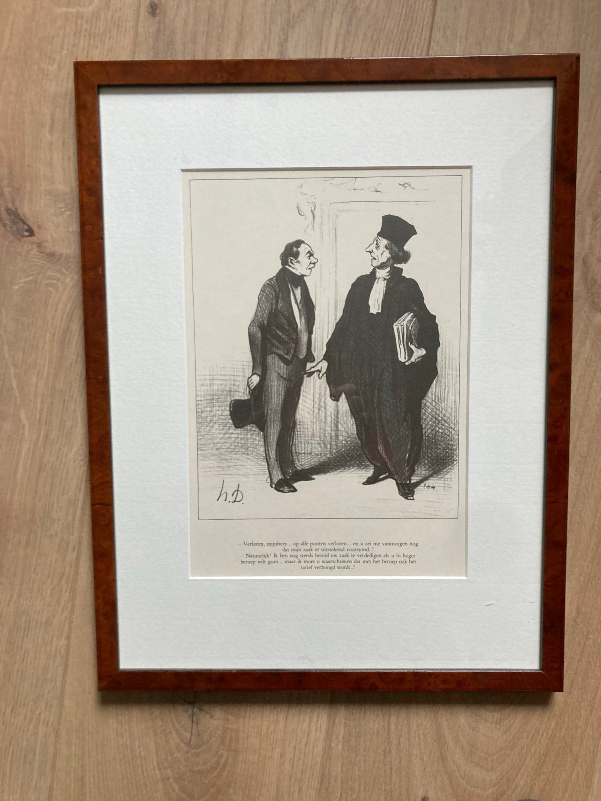 Drie ingelijste litho's van Daumier, advocaten, Antiek en Kunst, Ophalen, 1800 - 1899, Lithografie, Ingelijst