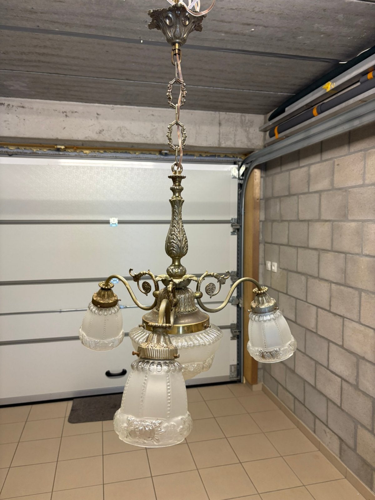 Vintage Kroonluchter GOED BOD=WEG, Huis en Inrichting, Lampen | Kroonluchters, Ophalen, Gebruikt, E27 (groot), Vintage