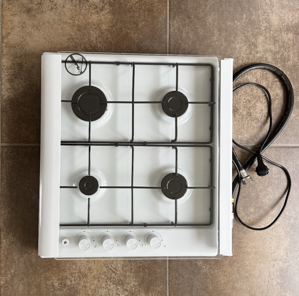 Beko gaskookplaat met 4 kookzones en glazen deksel, Ophalen, 4 kookzones, Zo goed als nieuw, Gas