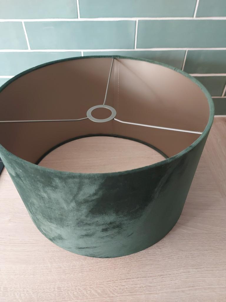 Lampenkap velvet groen, Huis en Inrichting, Lampen | Lampenkappen, Ophalen, 25 tot 50 cm, Rond, Zo goed als nieuw