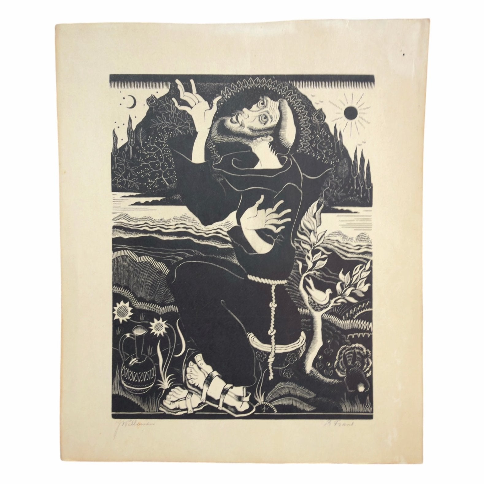 Werk Jan Willemen - zwart-witte monnik, Ophalen of Verzenden