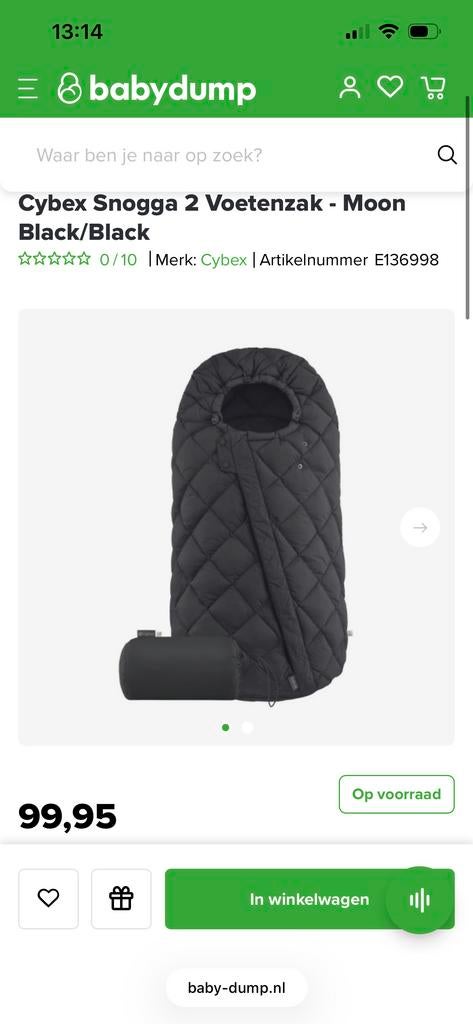 Cybex Snogga 2 Voetenzak - Moon Black/Black, Ophalen of Verzenden, Zo goed als nieuw, Overige merken