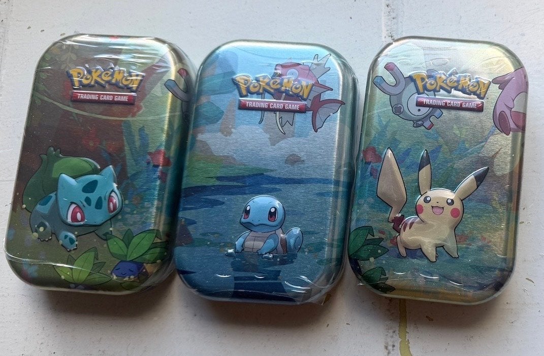 3x Sealed Pokémon Kanto Mini Tin Set (Pikachu, Squirtle…), Ophalen of Verzenden, Nieuw, Overige typen