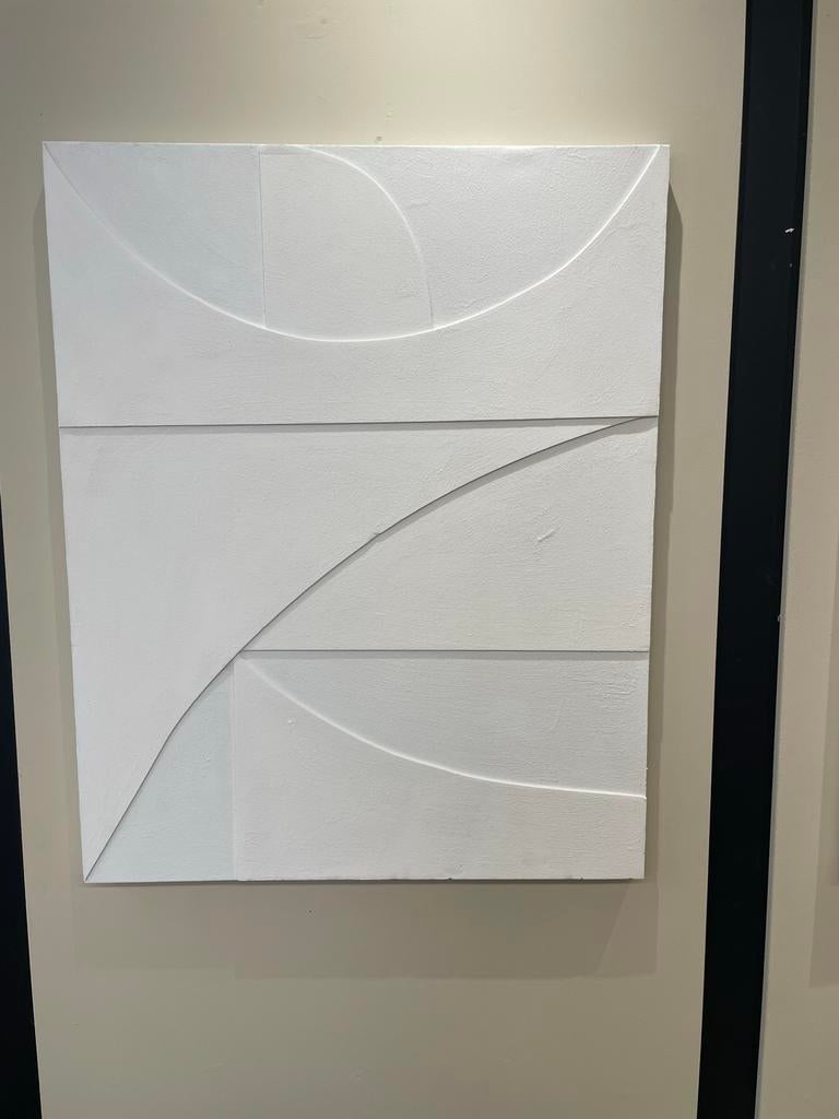Modern Wit Reliëf Kunstwerk - Abstract Schilderij, Ophalen