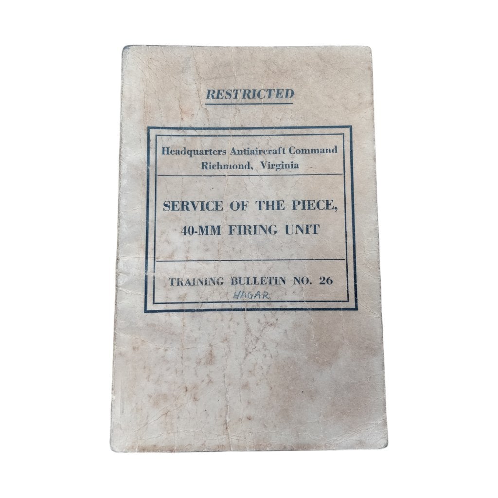 WWII US Field Manual 40MM Firing Unit Named, Ophalen of Verzenden, Amerika, Boek of Tijdschrift