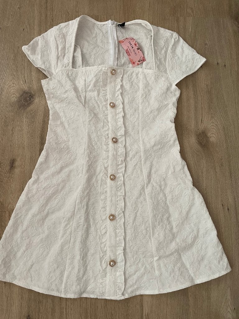 Nieuw jurkje, Wit, Maat 42/44 (L), Nieuw, Ophalen of Verzenden