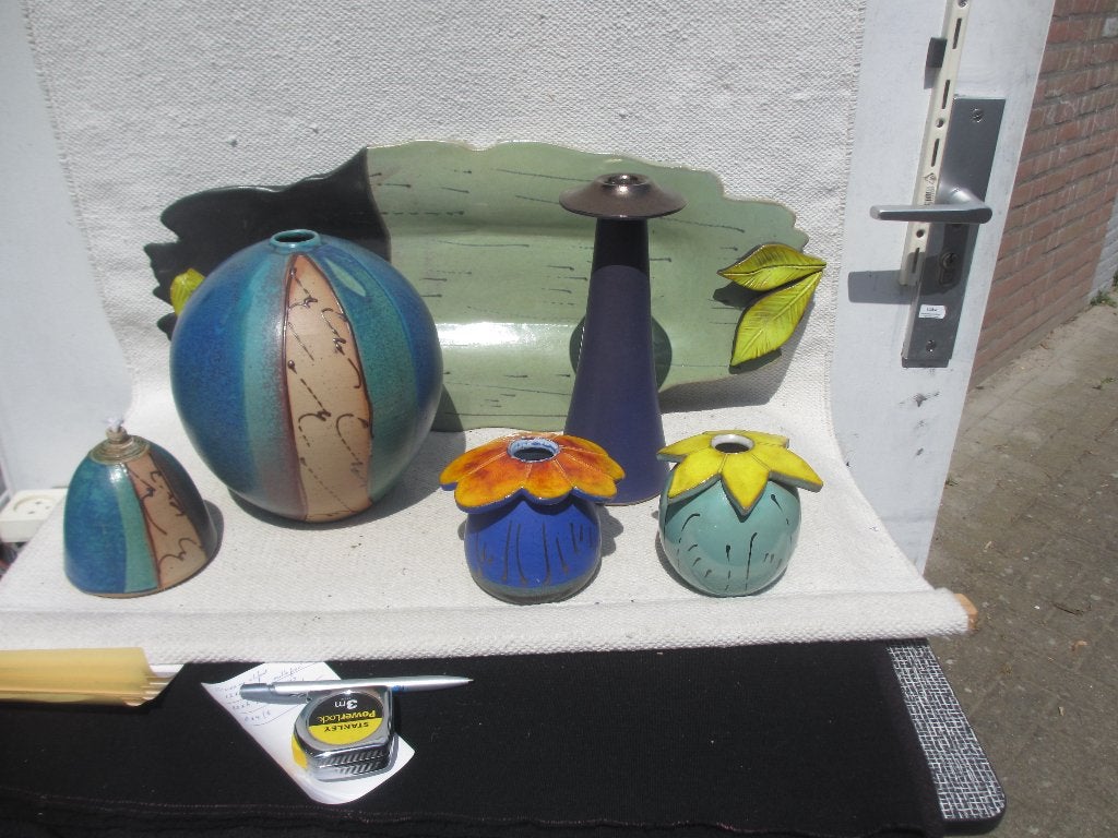 Div. Ed Meissenberg keramiek vazen/ olielampje/ schaal '80, Ophalen of Verzenden