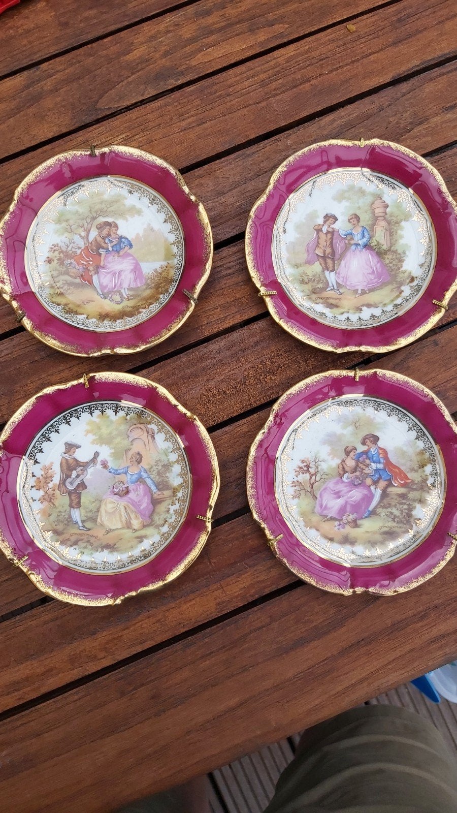 4 Sierborden, Limoges F&F, Fragonard,  Deels handgeschilderd, Antiek en Kunst, Ophalen of Verzenden