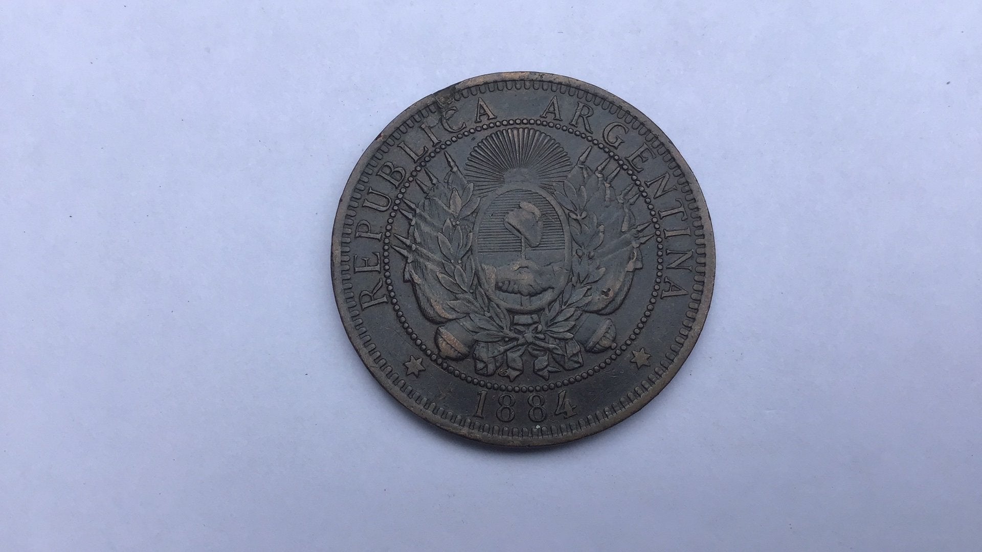 Argentinie mooie 2 centavos 1884., Ophalen of Verzenden