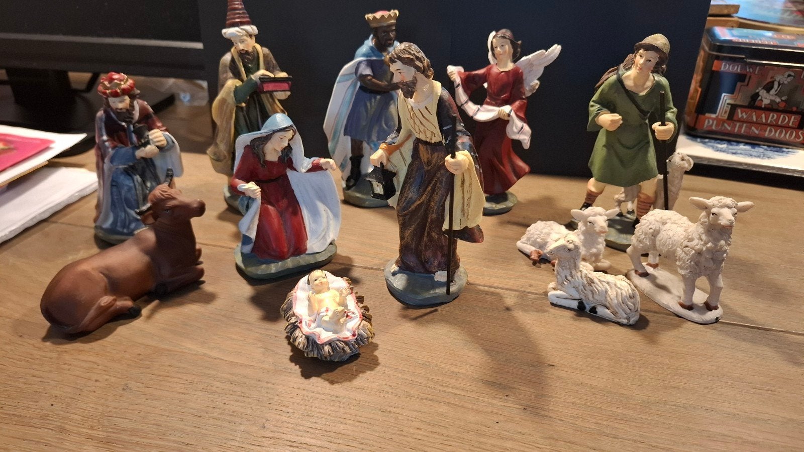 Kerstgroep tot 15cm hoog maria jozef Jezus schapen herders k, Ophalen of Verzenden